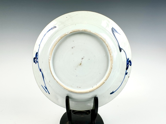 古玩陶瓷清康熙·青花洞石花卉深腹折沿盤真品鑒賞圖