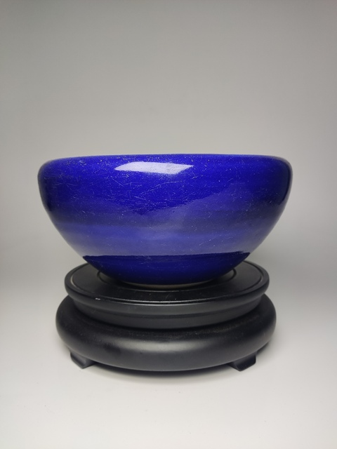 古玩陶瓷藍釉洗式香爐真品鑒賞圖