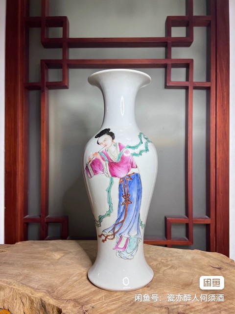 古玩陶瓷【精品】吹簫引鳳人物故事粉彩觀音瓶拍賣，當(dāng)前價格6000元