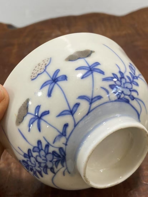 古玩陶瓷民國青花釉里紅蓋碗真品鑒賞圖