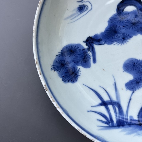 古玩陶瓷青花松鶴紋盤拍賣，當前價格6800元