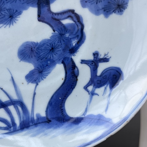 古玩陶瓷青花松鶴紋盤拍賣，當前價格6800元