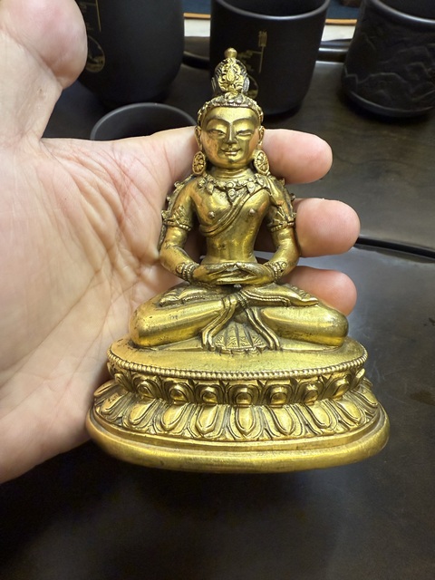 古玩銅器無量壽佛真品鑒賞圖