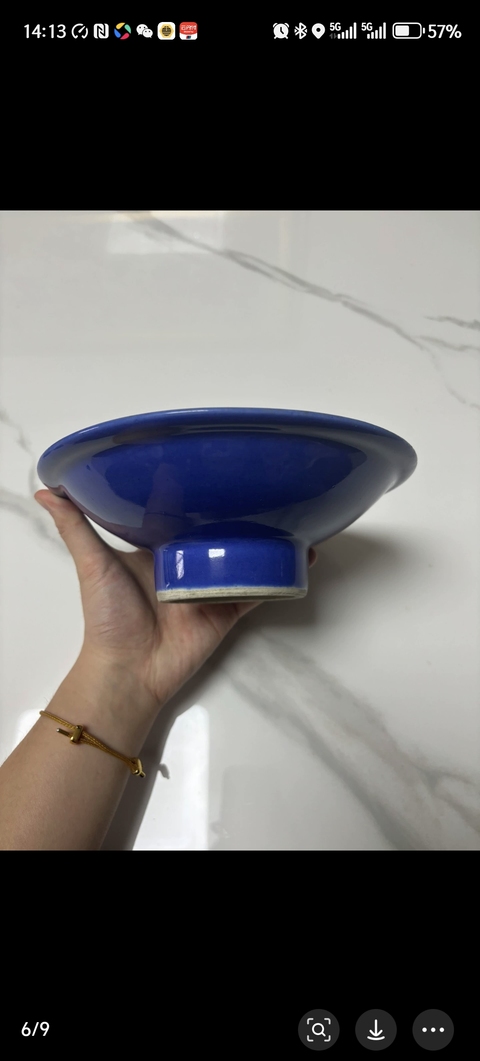 古玩陶瓷藍釉高足碗拍賣,當前價格800元