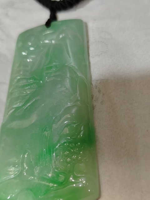 古玩玉器天然翡翠雕“山水牌”拍賣，當前價格3800元