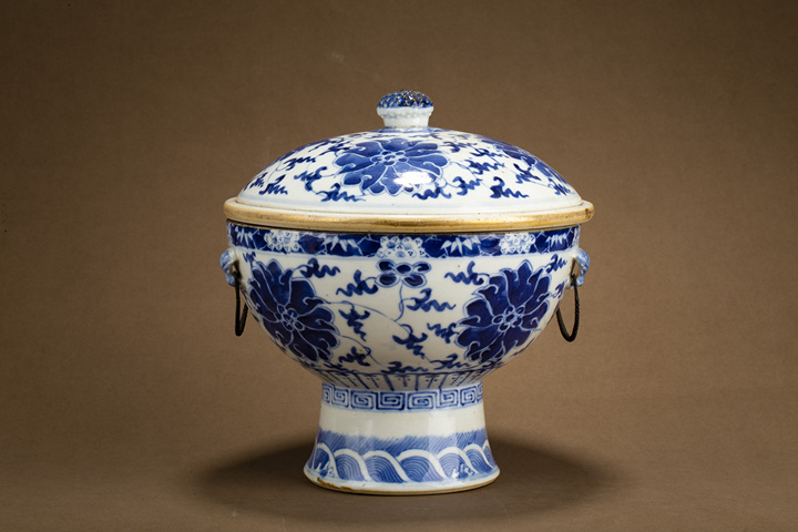 古玩陶瓷清晚·青花纏枝蓮紋溫鍋真品鑒賞圖
