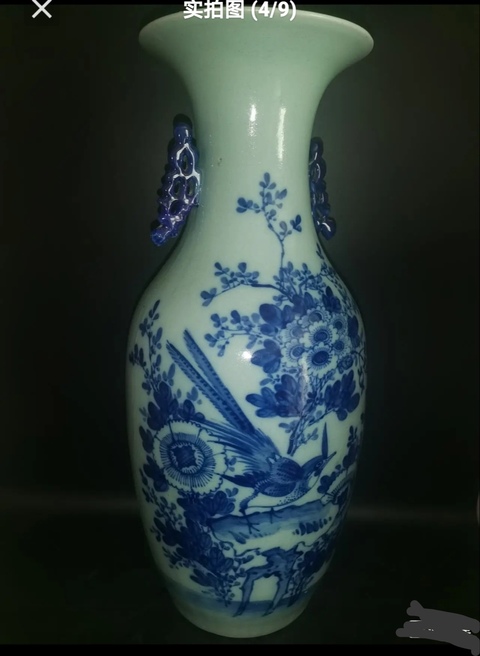 古玩陶瓷精美清代晚期花鳥紋青花大瓶拍賣,當(dāng)前價格2000元