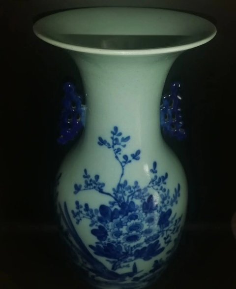 古玩陶瓷精美清代晚期花鳥紋青花大瓶拍賣,當(dāng)前價格2000元