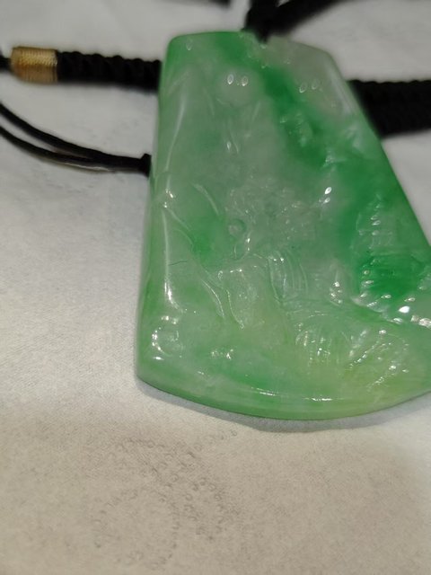 古玩玉器天然翡翠雕“山水牌”拍賣，當(dāng)前價格6800元