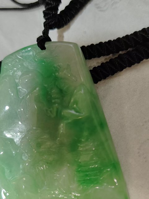 古玩玉器天然翡翠雕“山水牌”拍賣，當(dāng)前價格6800元