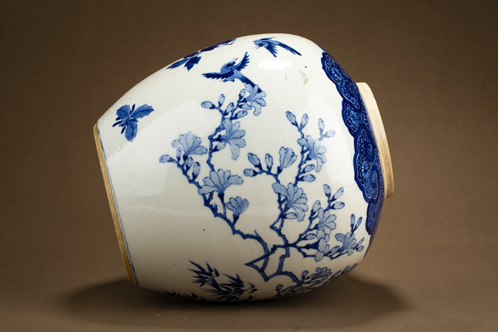 古玩陶瓷清晚·青花錦雞牡丹紋罐拍賣，當(dāng)前價格12000元
