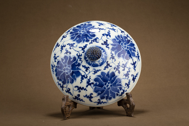 古玩陶瓷清晚·青花纏枝蓮紋溫鍋真品鑒賞圖