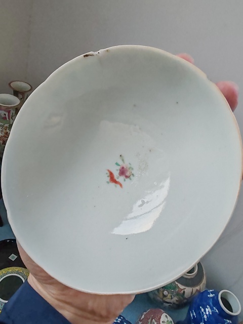 古玩陶瓷清中期粉彩花卉喜字紋碗拍賣，當前價格880元