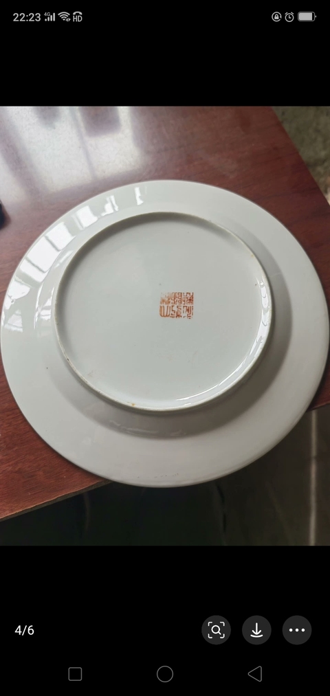古玩陶瓷廣彩蝴蝶花卉紋盤拍賣，當前價格1268元