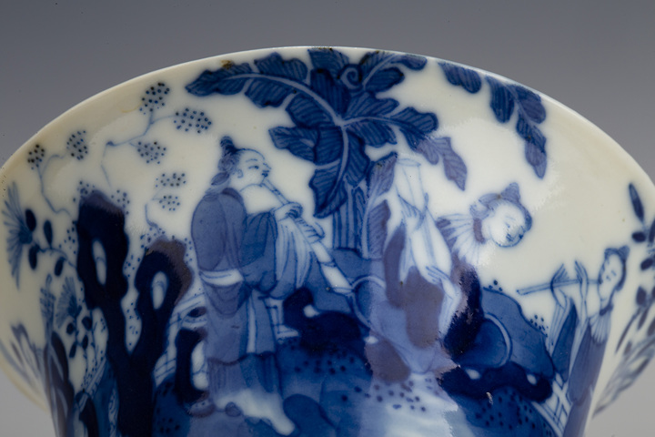 古玩陶瓷清光緒·青花仕女吹奏圖蓋碗拍賣,當(dāng)前價(jià)格5688元