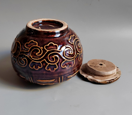 古玩陶瓷褐釉茶葉罐真品鑒賞圖
