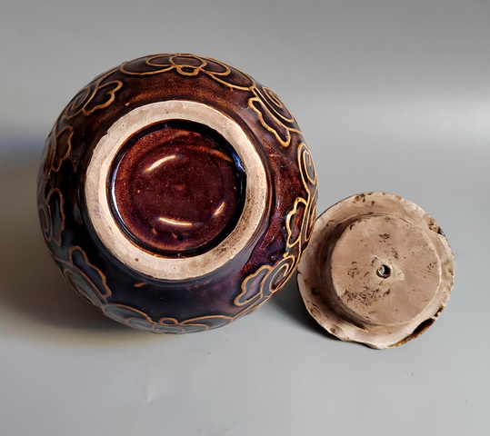 古玩陶瓷褐釉茶葉罐真品鑒賞圖