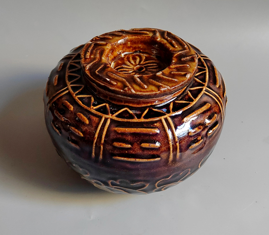 古玩陶瓷褐釉茶葉罐真品鑒賞圖