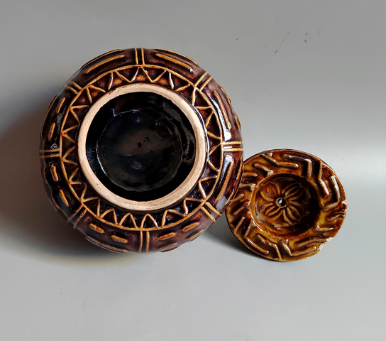 古玩陶瓷褐釉茶葉罐真品鑒賞圖