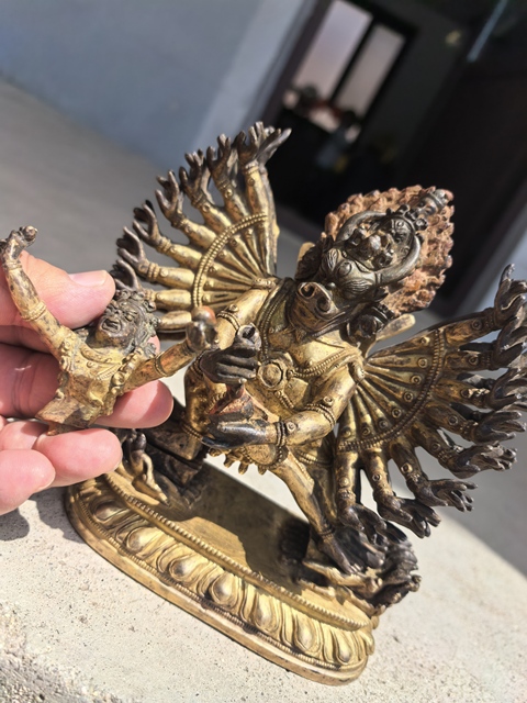 古玩銅器銅鎏金大威德金剛真品鑒賞圖