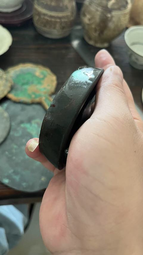 古玩雜項馬蹄形石硯真品鑒賞圖