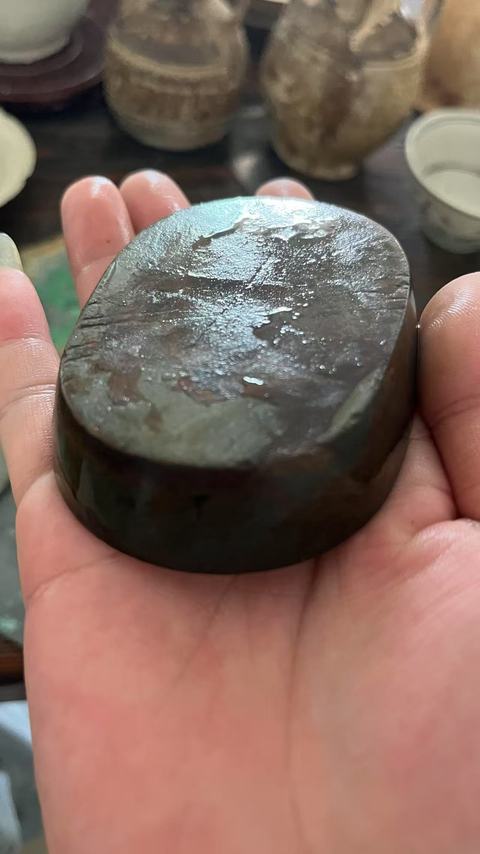 古玩雜項馬蹄形石硯真品鑒賞圖