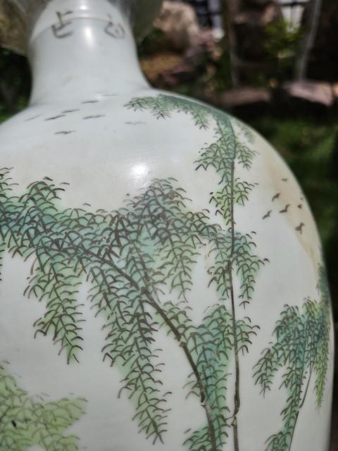古玩陶瓷粉彩竹林七賢觀音瓶真品鑒賞圖