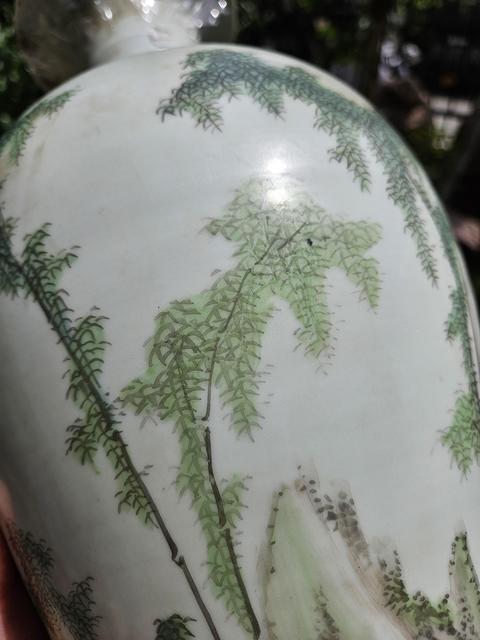 古玩陶瓷粉彩竹林七賢觀音瓶真品鑒賞圖