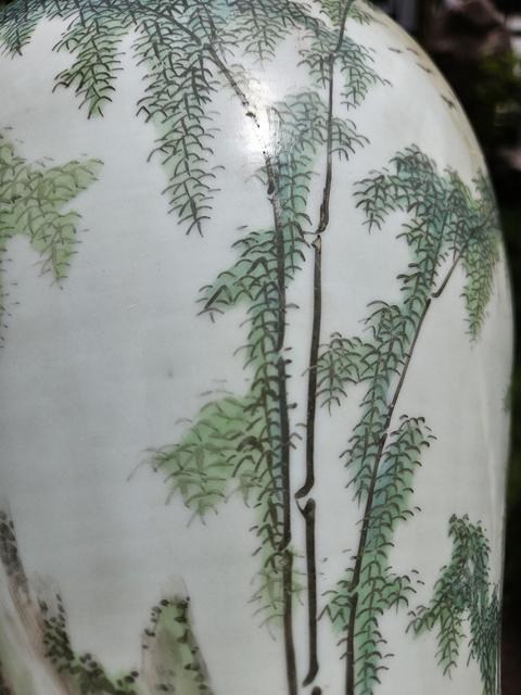 古玩陶瓷粉彩竹林七賢觀音瓶真品鑒賞圖