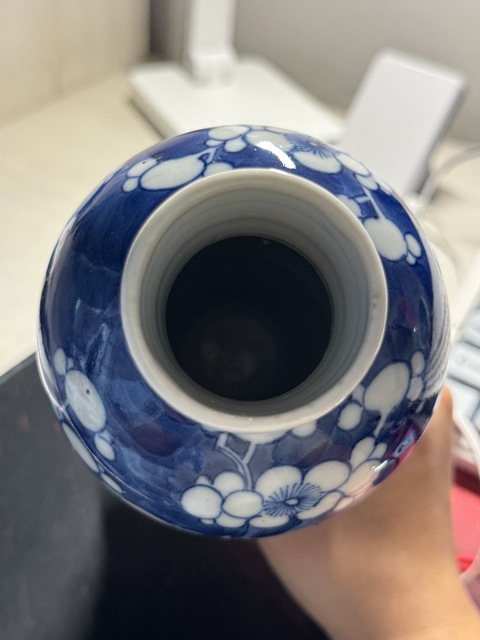 古玩陶瓷青花留白冰梅紋雞腿蓋瓶真品鑒賞圖