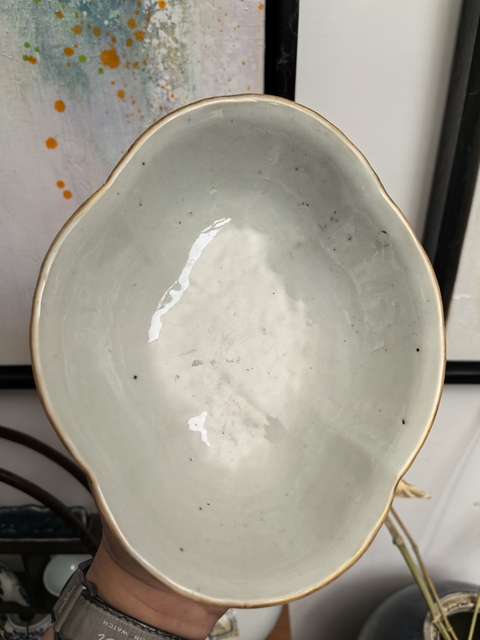 古玩陶瓷礬紅彩福壽紋貢碗真品鑒賞圖