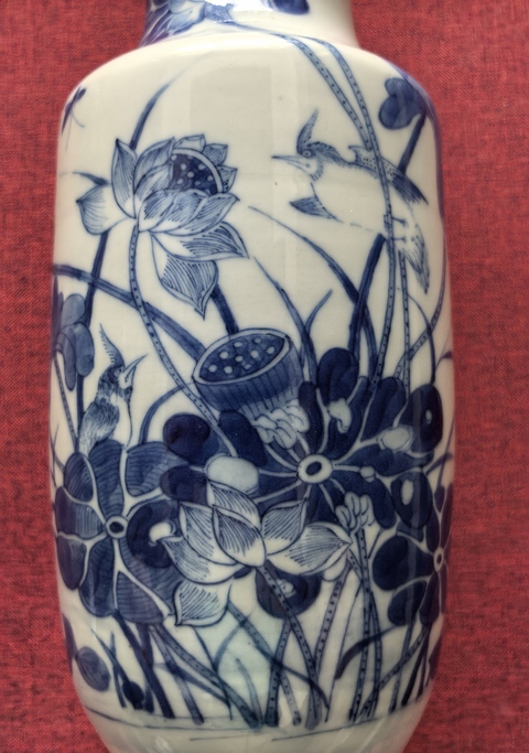 古玩陶瓷清晚期青花花鳥棒槌瓶拍賣,當(dāng)前價(jià)格9888元
