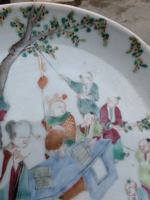古玩陶瓷道光粉彩人物盤(pán)真品鑒賞圖