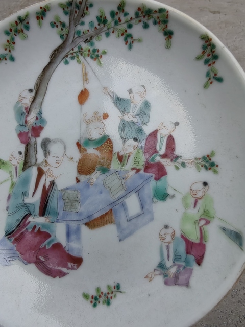 古玩陶瓷道光粉彩人物盤(pán)真品鑒賞圖