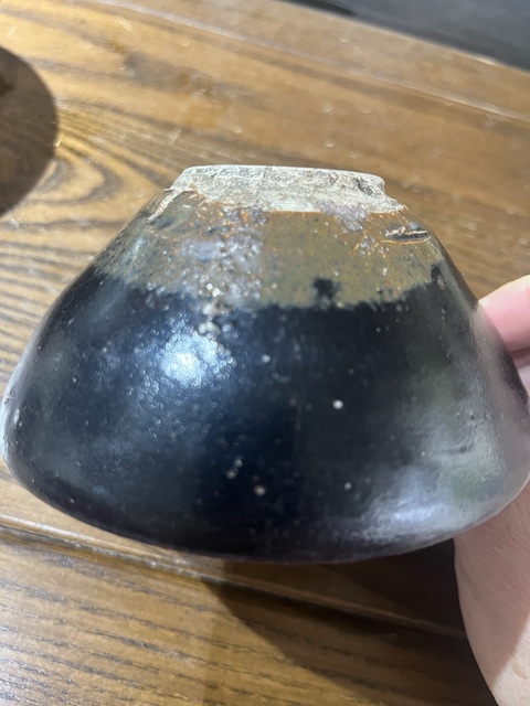 古玩陶瓷吉州窯黑釉茶盞，疑似后加彩真品鑒賞圖