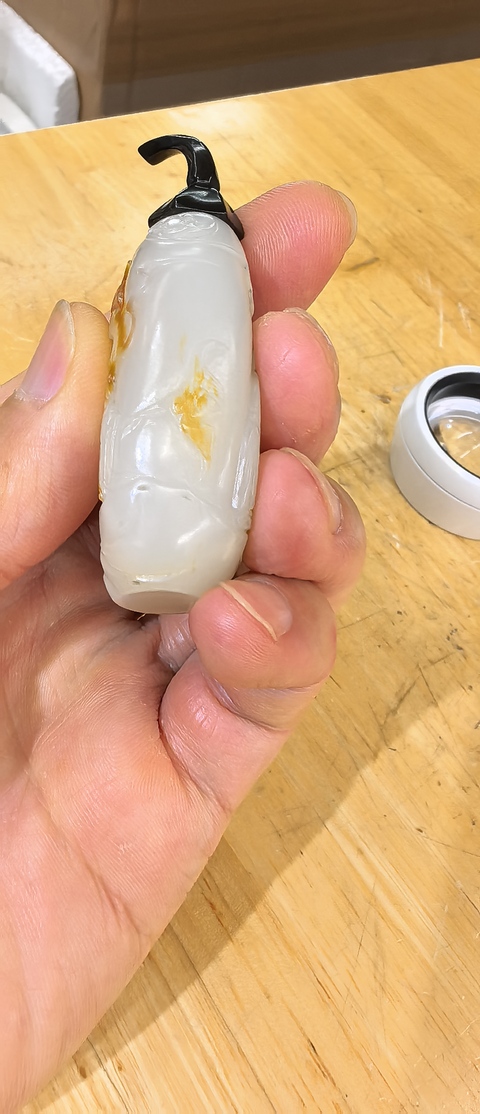 古玩玉器和田玉雕“羲之愛鵝”鼻煙壺真品鑒賞圖