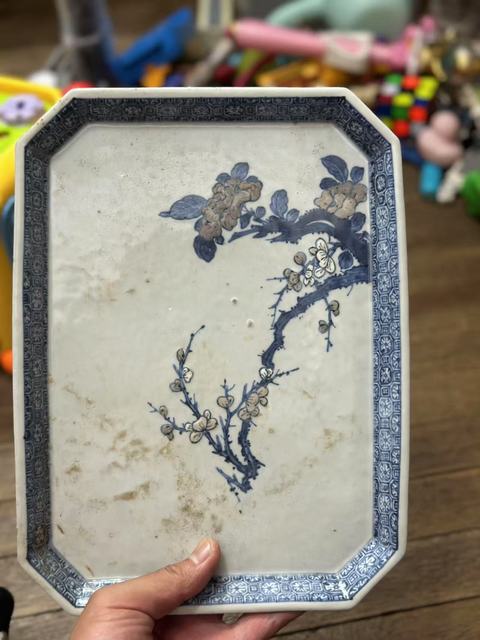 古玩陶瓷乾隆青花釉里紅四方盆真品鑒賞圖