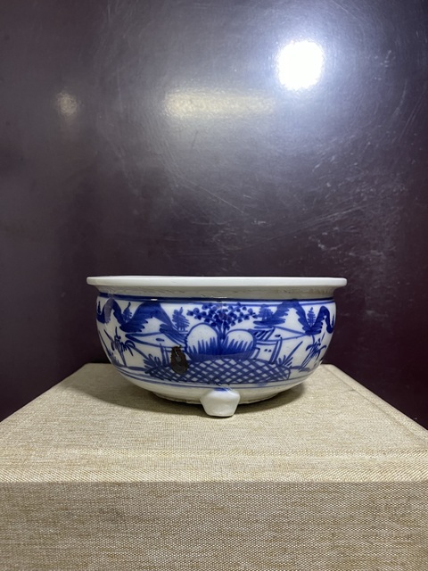 古玩陶瓷清青花山水人物紋香爐拍賣,當前價格2650元