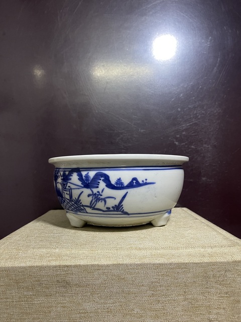 古玩陶瓷清青花山水人物紋香爐拍賣,當前價格2650元