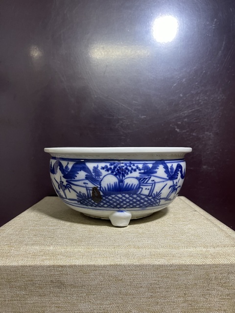 古玩陶瓷清青花山水人物紋香爐拍賣,當前價格2650元