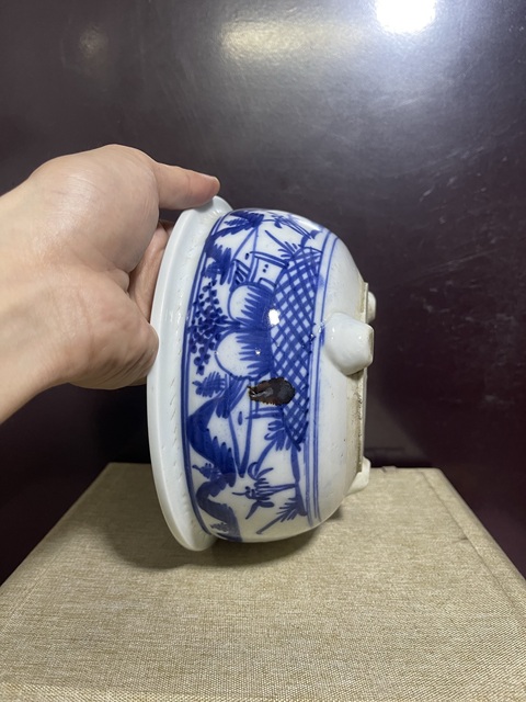 古玩陶瓷清青花山水人物紋香爐拍賣,當前價格2650元