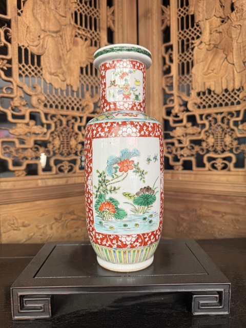 古玩陶瓷清晚期 五彩花鳥紋棒槌瓶拍賣,當前價格7500元