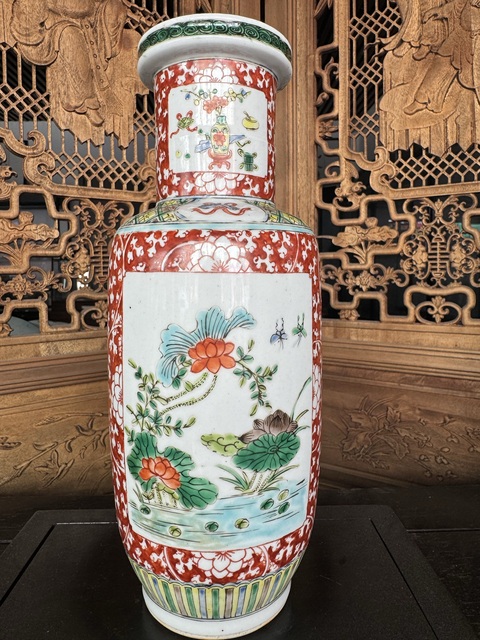 古玩陶瓷清晚期 五彩花鳥紋棒槌瓶拍賣,當前價格7500元