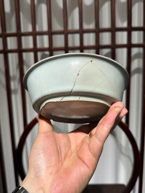 古玩陶瓷館藏級珍品南宋龍泉官窯天青色大直壁洗拍賣,當前價格98000元