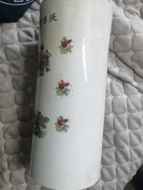 古玩陶瓷民國貼花帽筒真品鑒賞圖