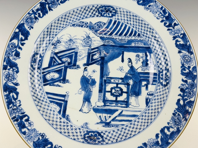 古玩陶瓷清康熙·銅雀春深鎖二喬故事大盤真品鑒賞圖