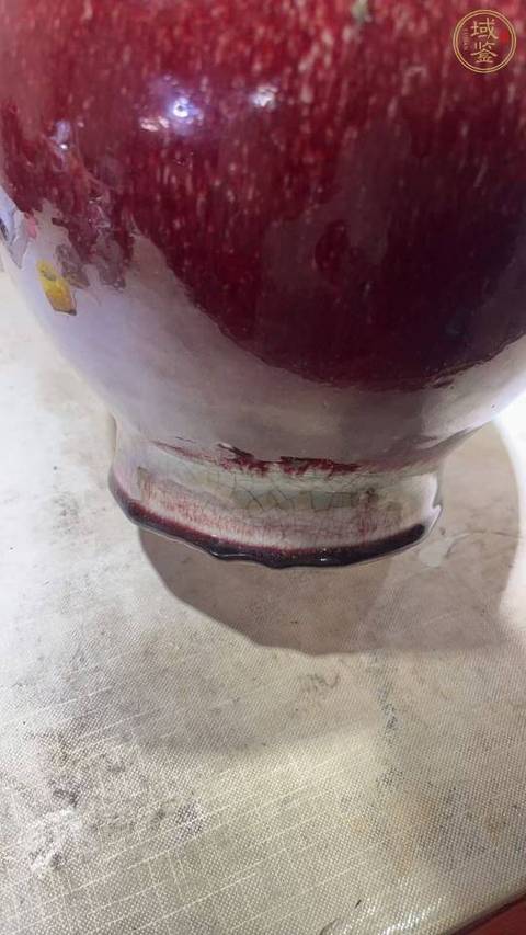 古玩陶瓷郎紅釉撇口瓶真品鑒賞圖