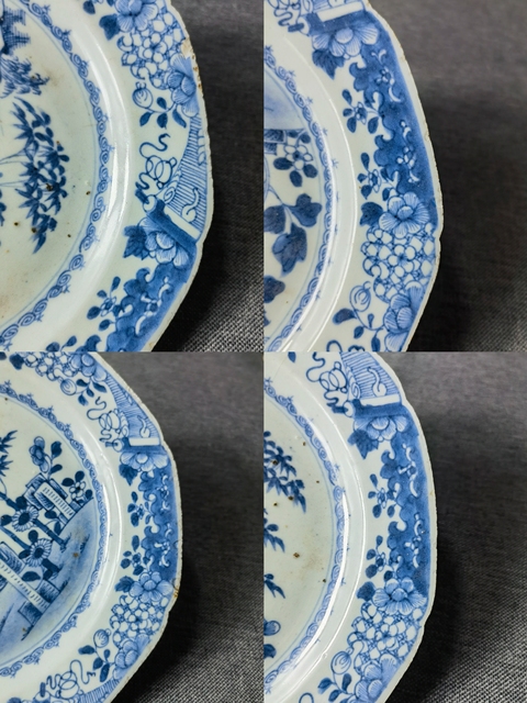 古玩陶瓷青花花卉紋八方盤真品鑒賞圖