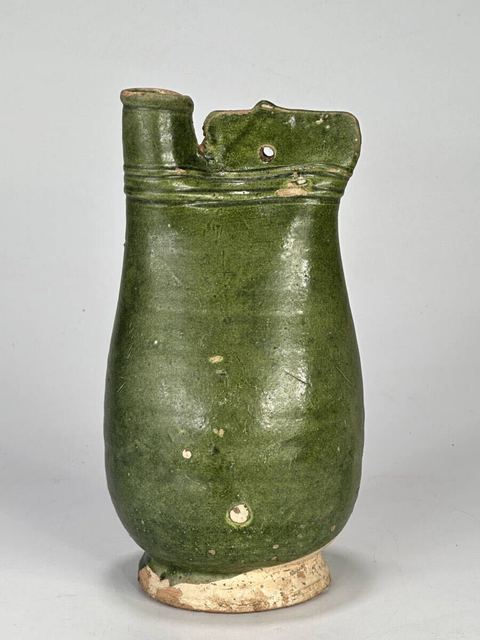 古玩陶瓷綠釉皮囊壺真品鑒賞圖