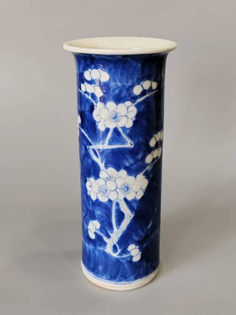 古玩陶瓷青花冰梅紋花觚真品鑒賞圖